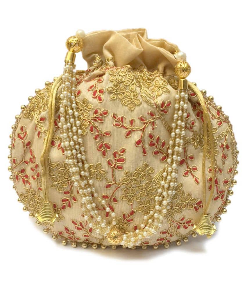 Bulbul Gold Silk Potli - Handbags | Buy online on ZillyBuy