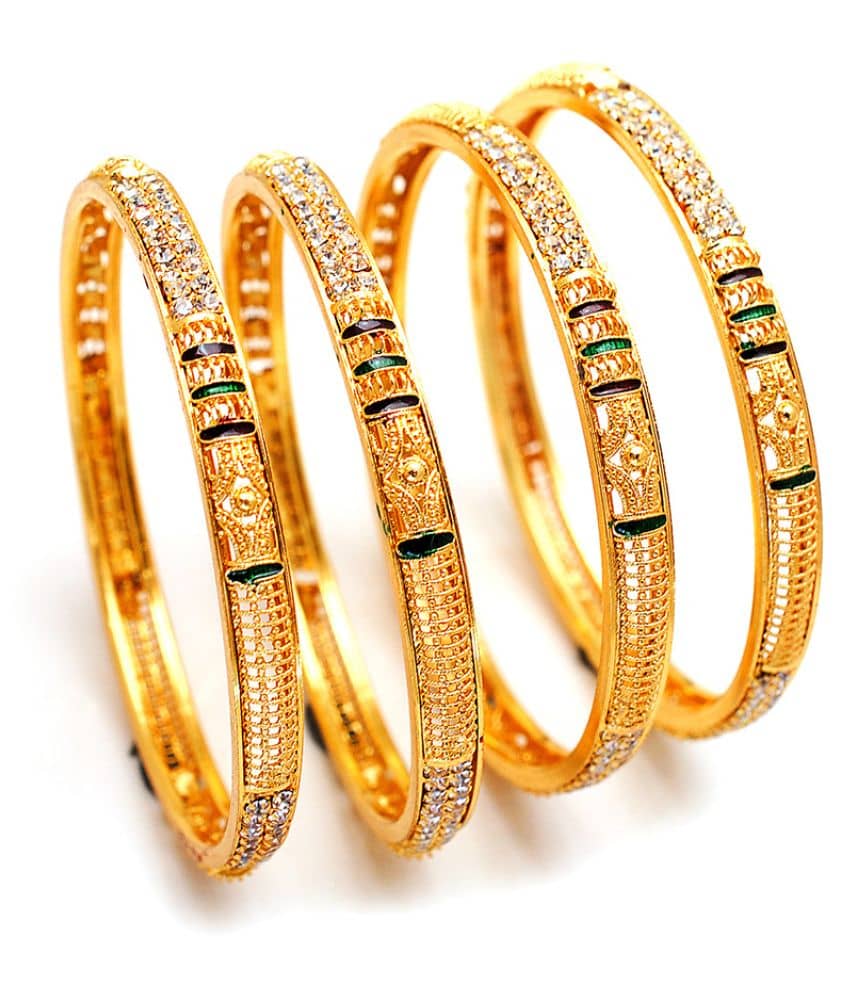 Jewar Mandi Golden Alloy Bangle Set - Bangles & Bracelets | Buy online on ZillyBuy