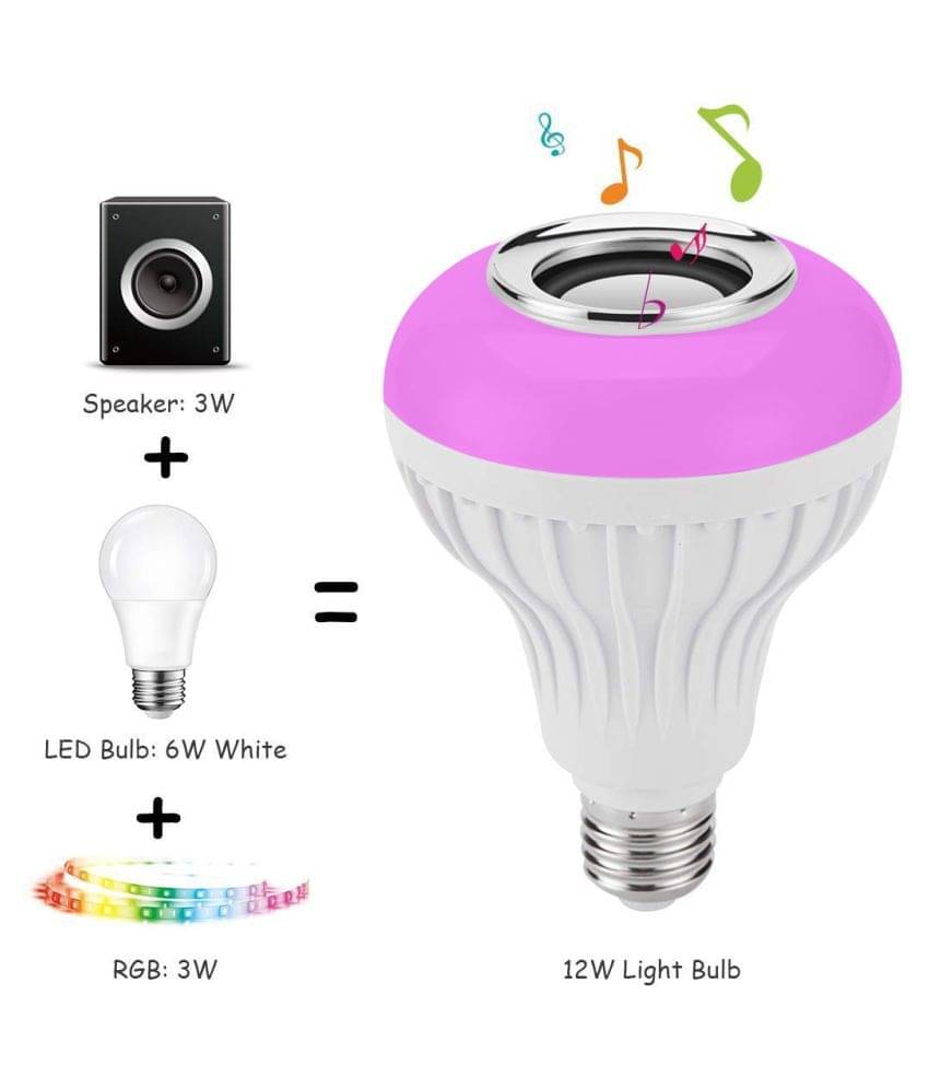     			12W E27 LED RGB Bluetooth Music Speaker Bulb Light Lamp With Remote Control