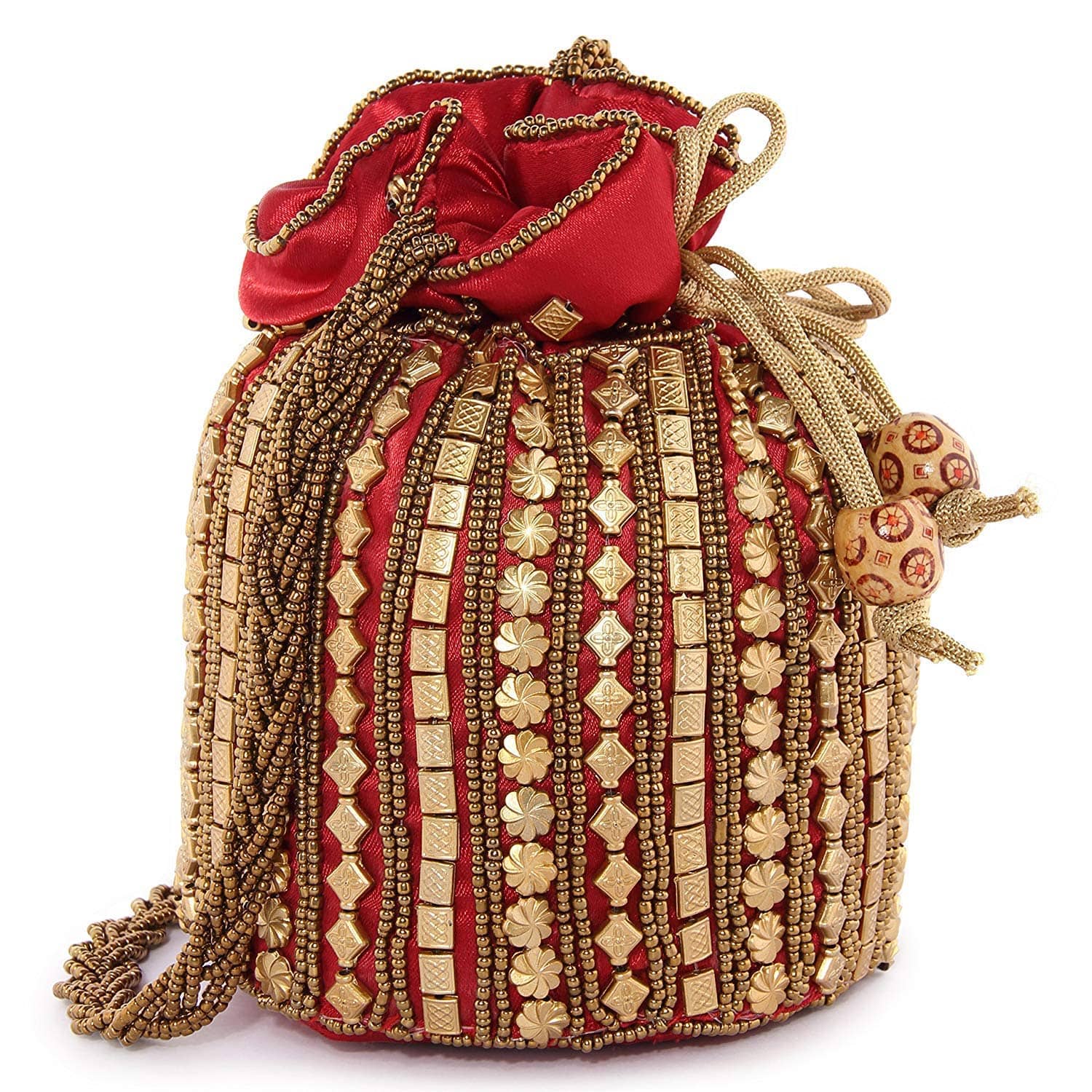 Bulbul Maroon Silk Potli - Handbags | Buy online on ZillyBuy