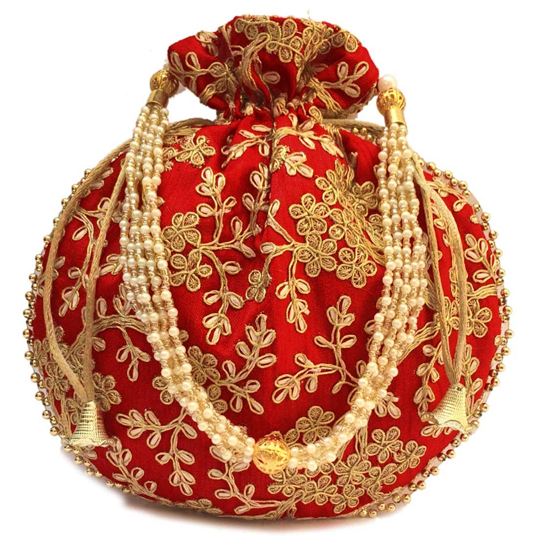 Bulbul Red Silk Potli - Handbags | Buy online on ZillyBuy