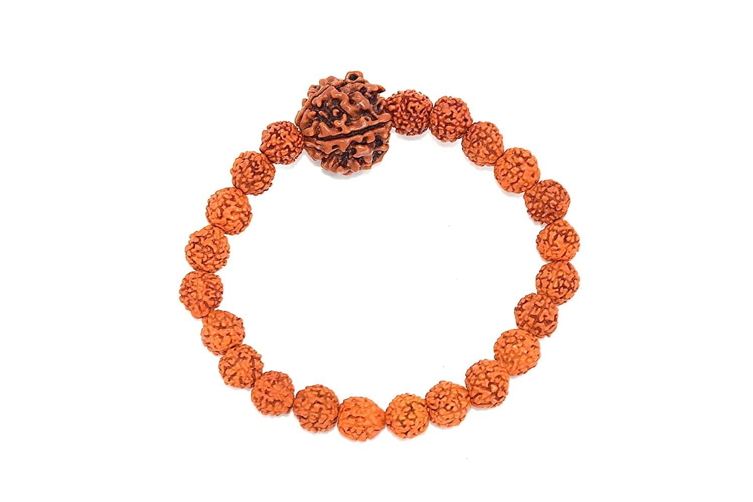 Rudra Divine Natural 5 mUKHI Rudraksha Bracelet With One 15 MM 5 MUKHI RUDRAKSHA Beads Bracelet For Unisex Rudra Divine Natural 5 mUKHI Rudraksha Bracelet With One 15 MM 5 MUKHI RUDRAKSHA Beads Bracelet For Unisex