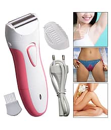 GIE 2in1 Waterproof Women Lady Chargeable Painless Hair Remover Shaver Trimmer Epilator ( Pink & White )