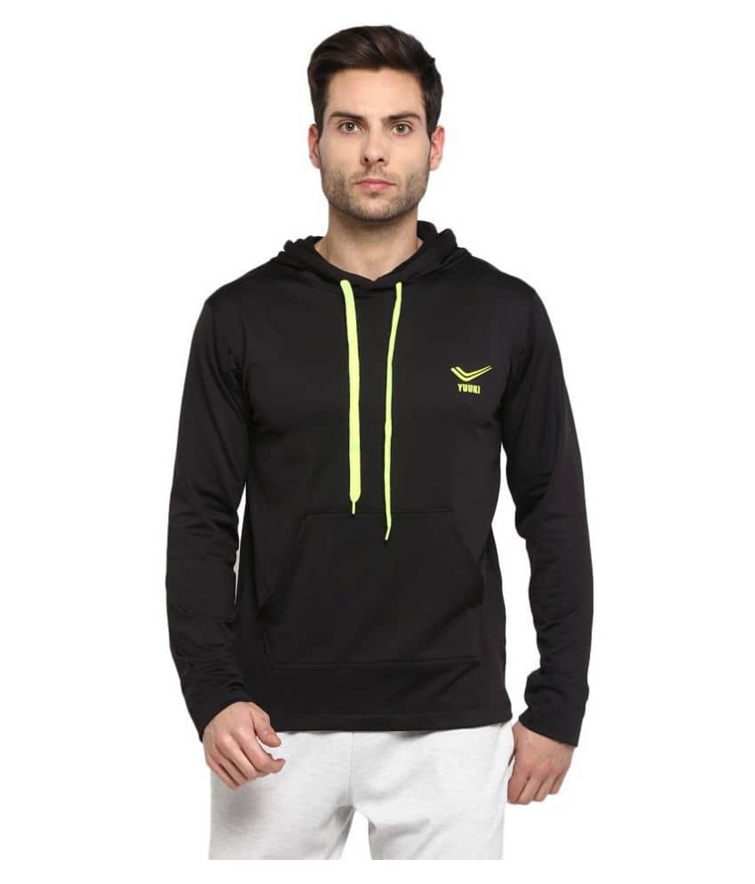 YUUKI Black Polyester Fleece Sweatshirt