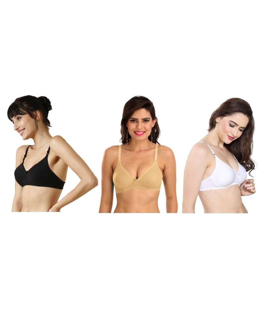 Skandas Trendz Pack of 3 Cotton Lycra Women's T-Shirt Bra ( Multi Color ) Skandas Trendz Pack of 3 Cotton Lycra Women's T-Shirt Bra ( Multi Color )