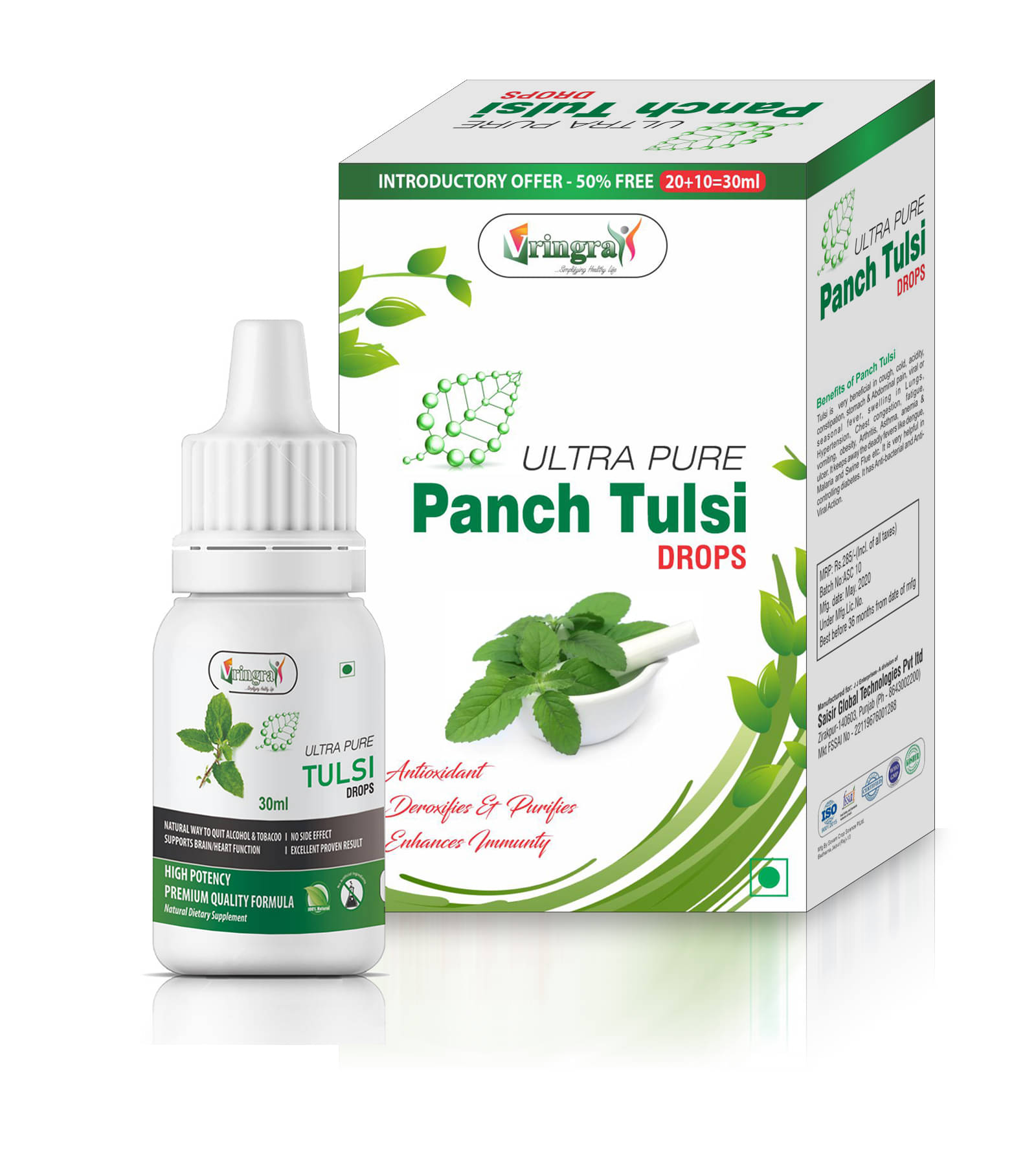 Vringra World Class Ultra Panch Tulsi Drops - Panch Tulsi Extract- Boost Stamina & Immune System - Tulsi Ark Drops 30 ml (Single) 30 ml Natural Multivitamins Syrup Vringra World Class Ultra Panch Tulsi Drops - Panch Tulsi Extract- Boost Stamina & Immune System - Tulsi Ark Drops 30 ml (Single) 30 ml Natural Multivitamins Syrup