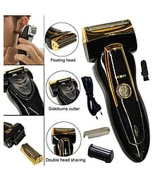 2in1 Men's Rechargeable HygienicWaterproof 2D Sideburns Beard Mustache Trimmer Dual Blade Foil Shaver ( Multicolour )