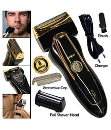 Professional 2in1 Men's 2 Heads 2D Chargeable Waterproof Beard Mustache Dual Floating Blade Foil Shaver ( Multicolour )