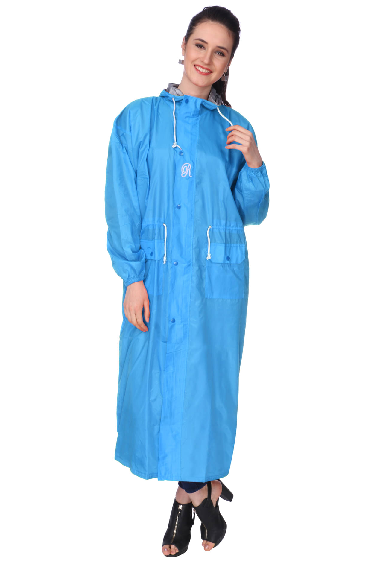     			Goodluck Polyester Long Raincoat - Blue