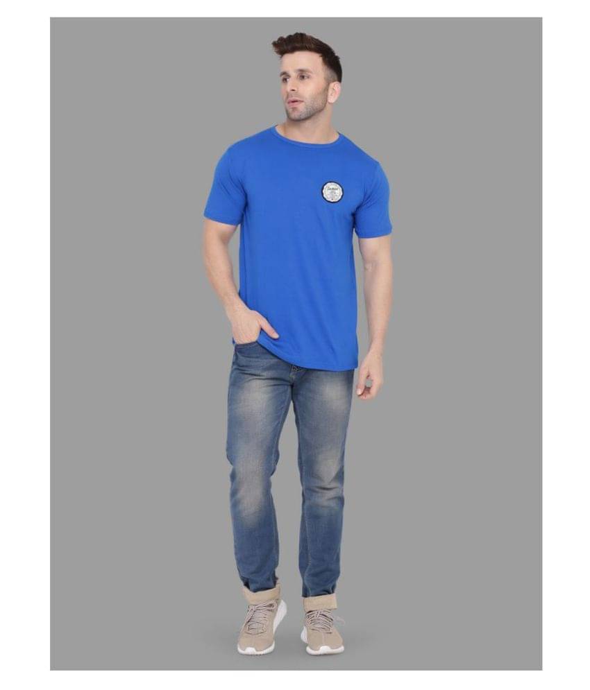 Tfurnish Cotton Blend Blue Solids T-Shirt Tfurnish Cotton Blend Blue Solids T-Shirt