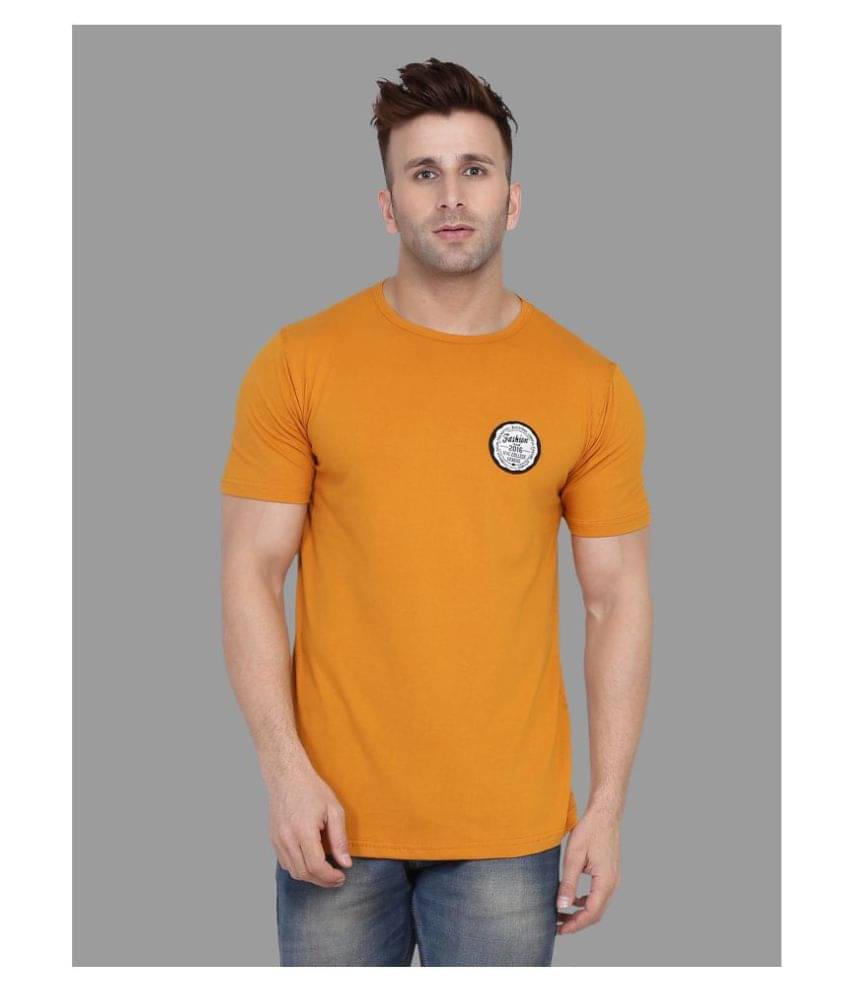 Tfurnish Cotton Blend Gold Solids T-Shirt     			Tfurnish Cotton Blend Gold Solids T-Shirt