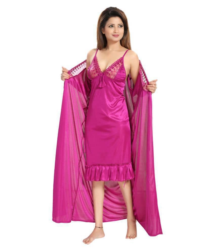 Reposey Satin Nighty & Night Gowns - Purple - Nightwear & Loungewear | Buy online on ZillyBuy
