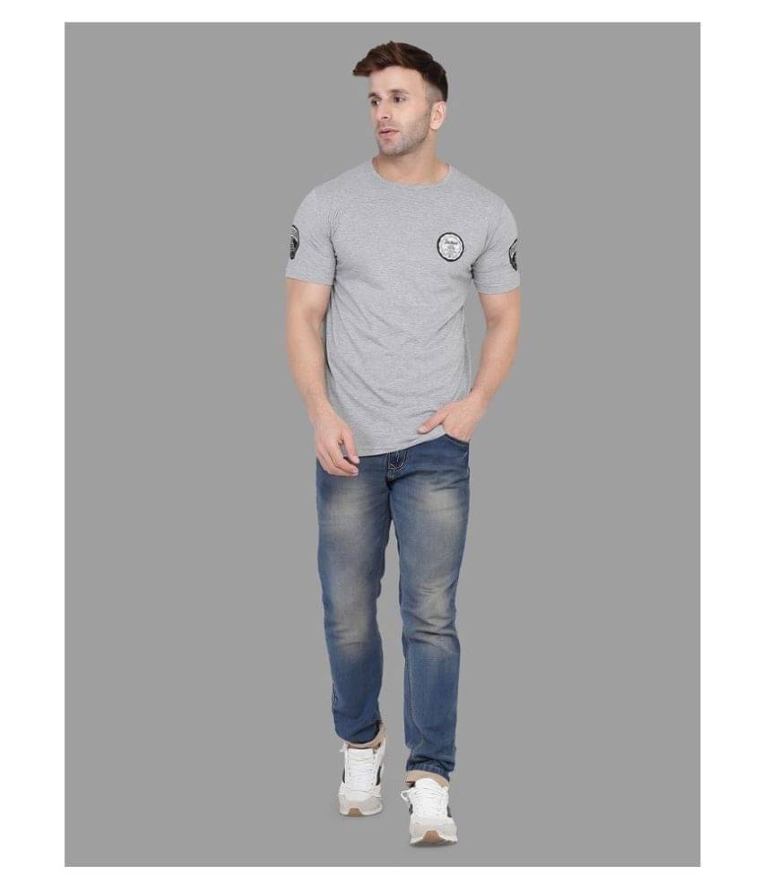 Tfurnish Cotton Blend Silver Solids T-Shirt Tfurnish Cotton Blend Silver Solids T-Shirt