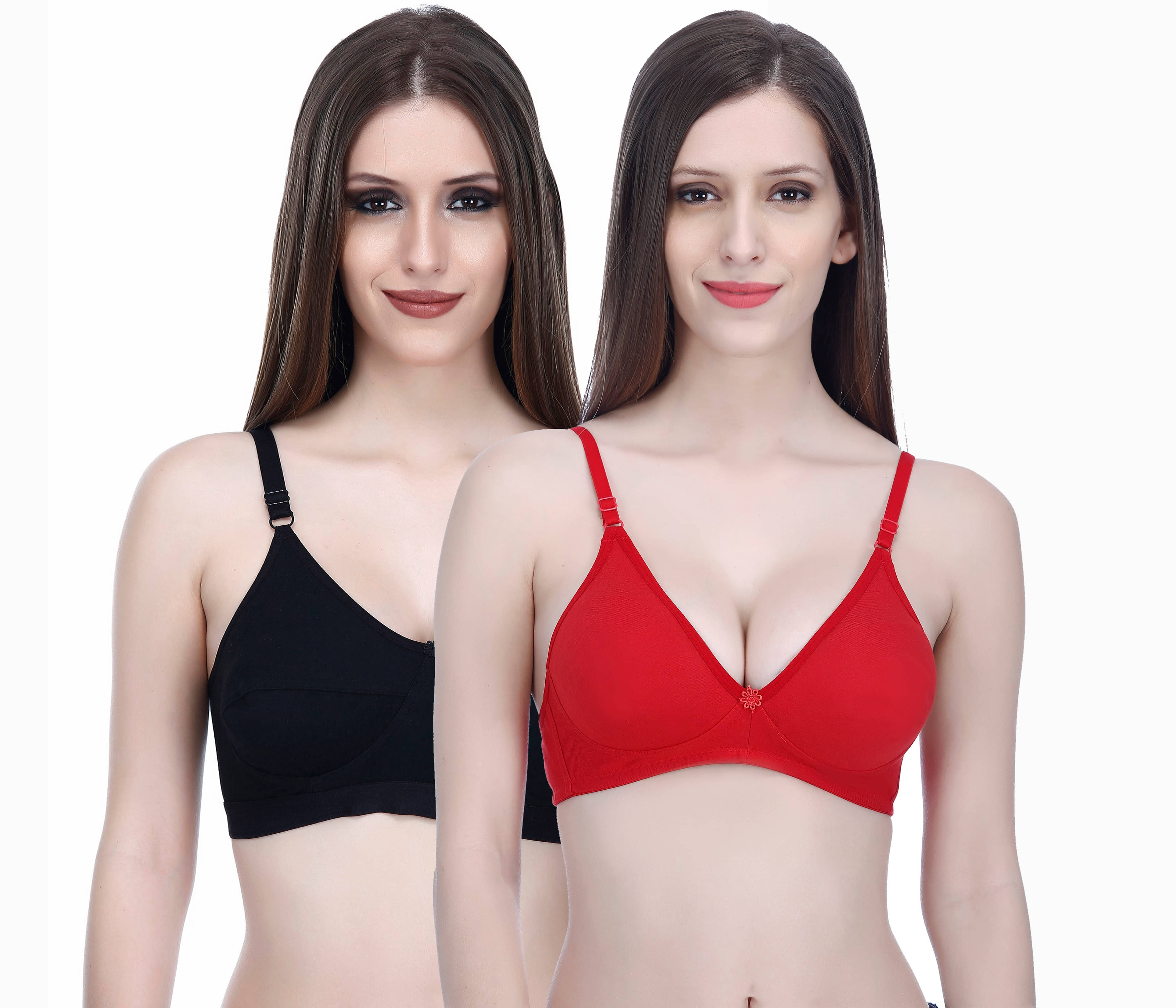     			Elina Pack of 2 Cotton Non Padded Women's T-Shirt Bra ( Multi Color )