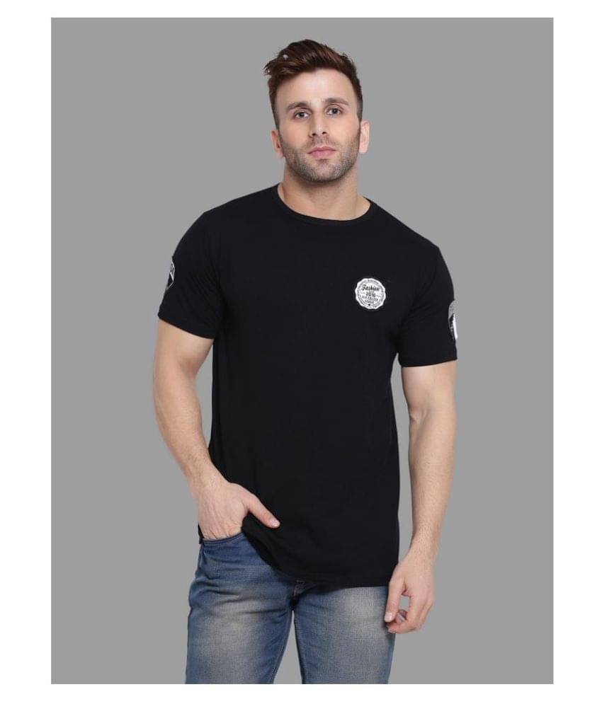 Tfurnish Cotton Blend Black Solids T-Shirt Tfurnish Cotton Blend Black Solids T-Shirt