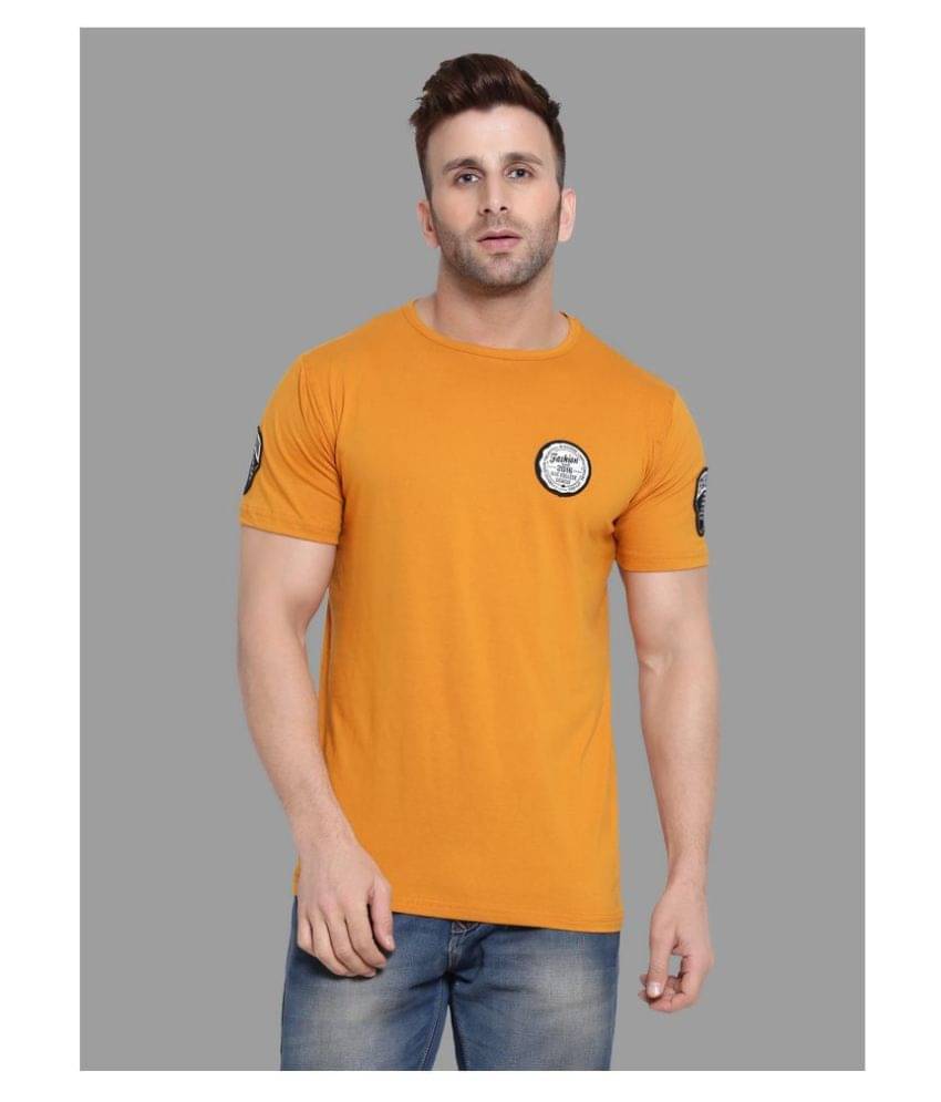 Tfurnish Cotton Blend Gold Solids T-Shirt Tfurnish Cotton Blend Gold Solids T-Shirt