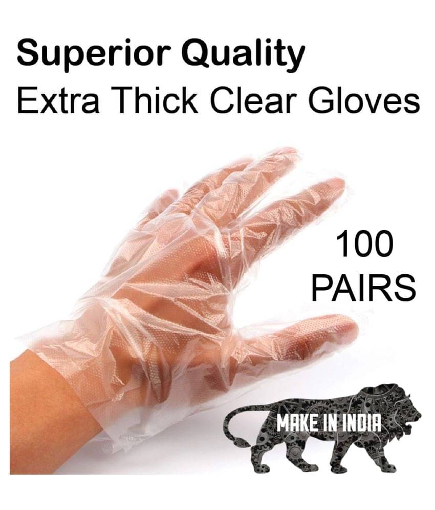     			Blu 9 Heavy Duty 90gm Plastic Universal Size Cleaning Glove 200PCS Made in INDIA