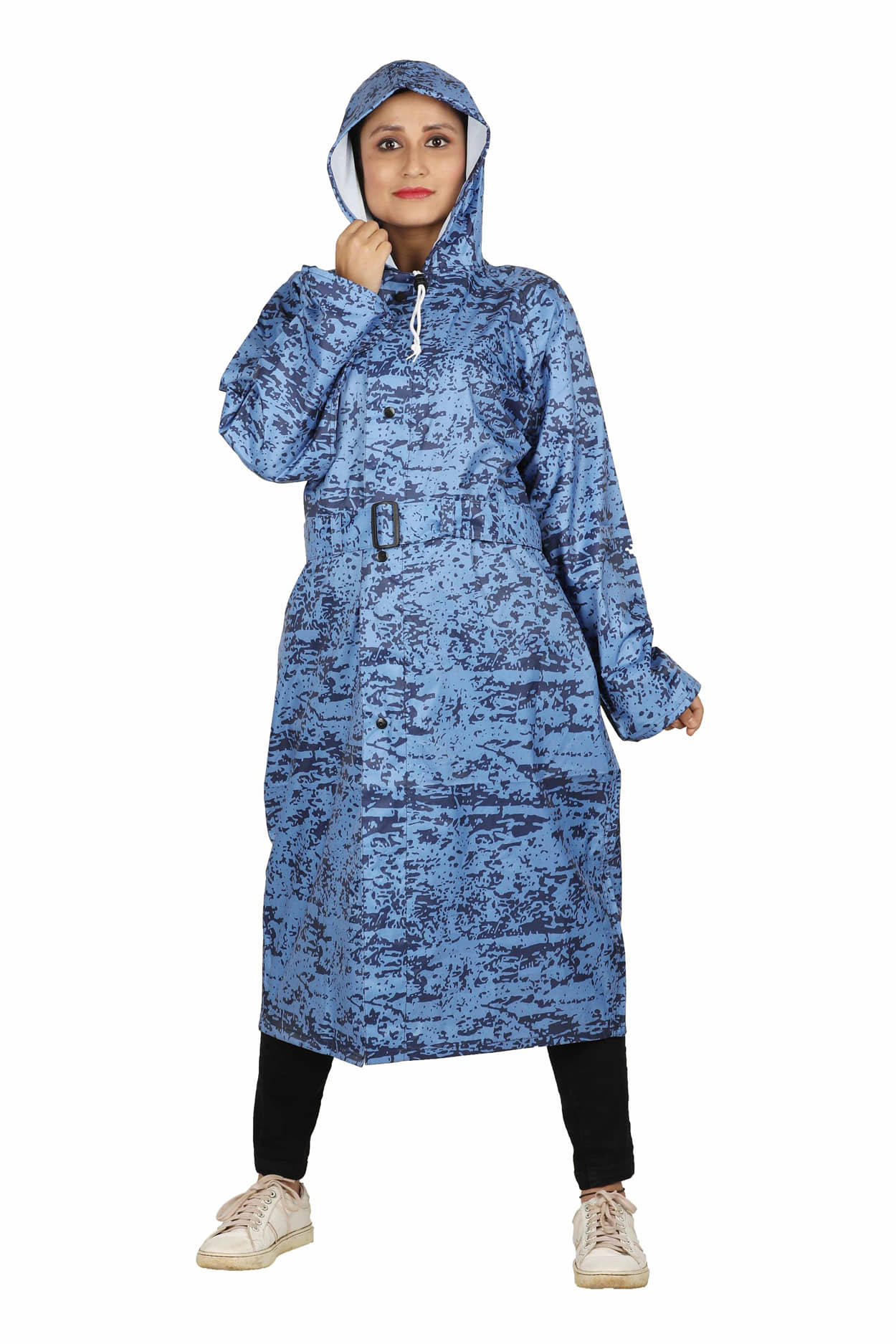Goodluck Polyester Long Raincoat - Blue