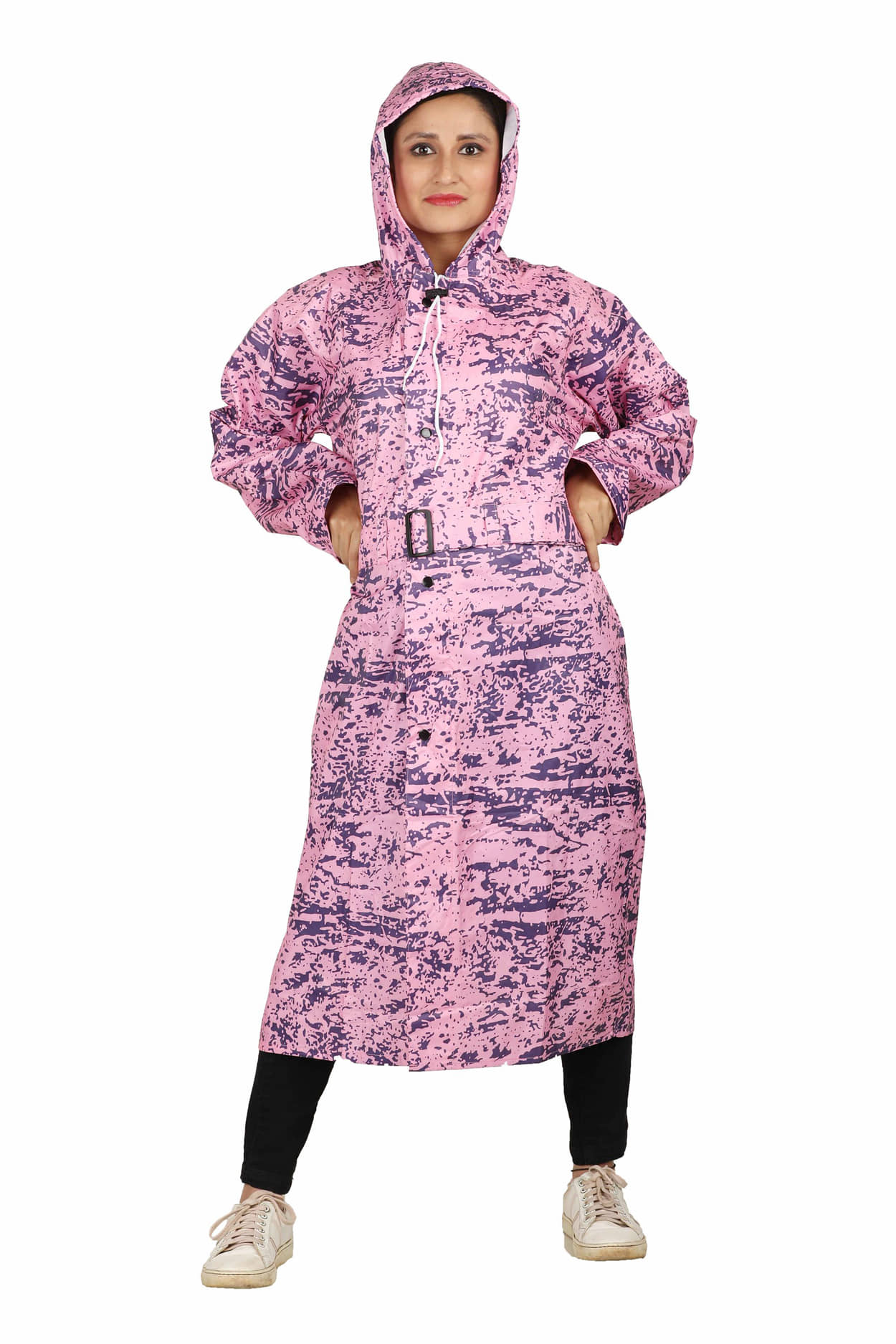 Goodluck Polyester Long Raincoat - Pink