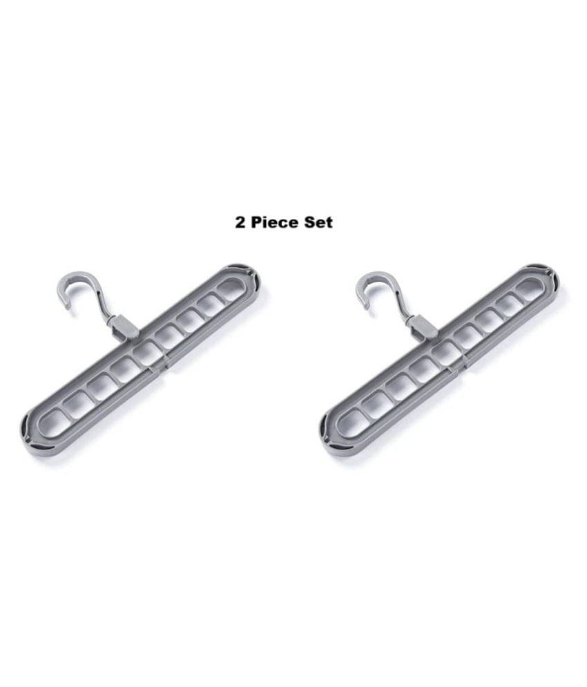 eBizMour™ 9 Holes design Wardrobe Space Saver Closet Organiser Smart Hanger, Anti-Skid Plastic 360 Degree Swivel Hook Set of 2     			eBizMour™ 9 Holes design Wardrobe Space Saver Closet Organiser Smart Hanger, Anti-Skid Plastic 360 Degree Swivel Hook Set of 2