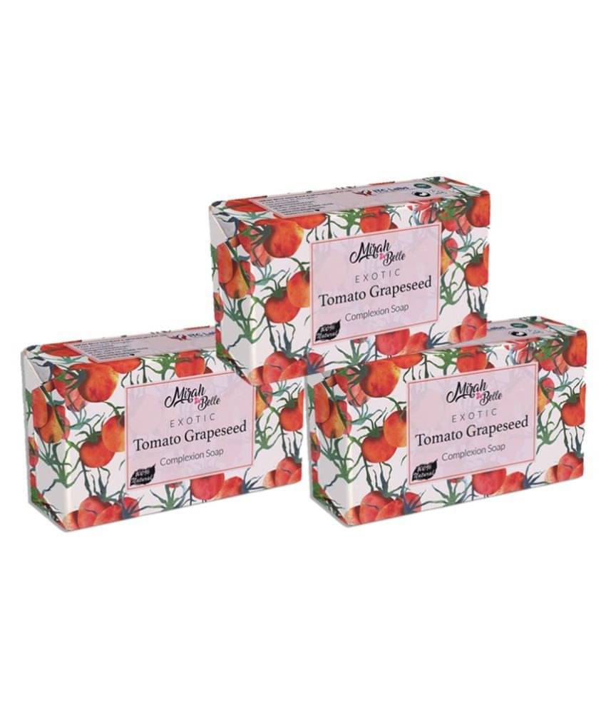     			Mirah Belle - Organic Tomato Grapeseed Soap 125gm (Pack of 3) -For Dull, Pigmented & Blemished Skin- Handmade Soap 375gm