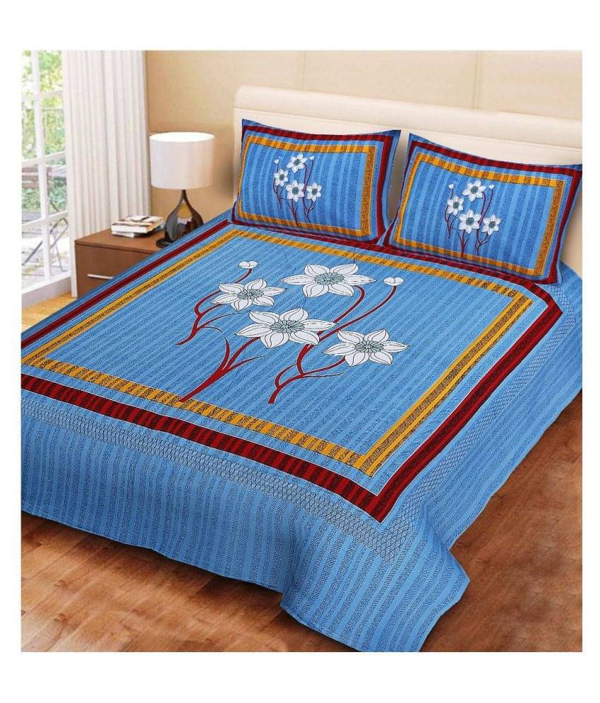     			Uniqchoice Cotton Double Bedsheet ( Blue )