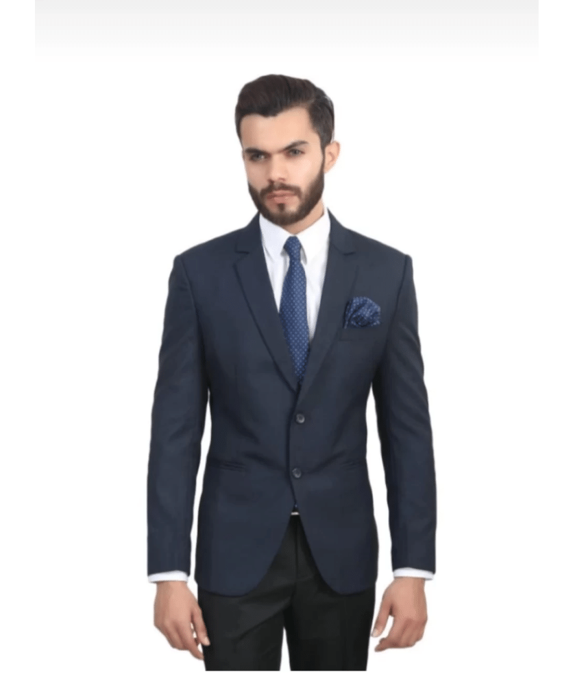     			Jagdamba Navy Cotton Blend Men's Suit Length ( Pack of 1 )