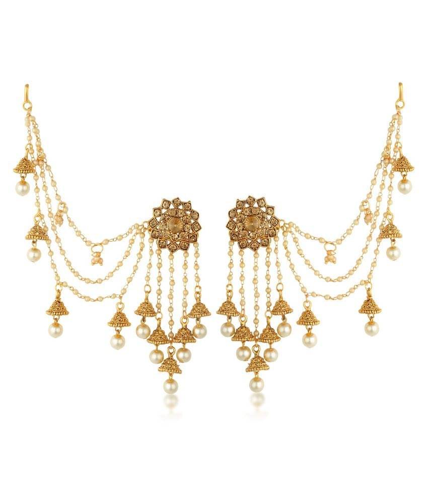 Sukkhi Attractive Gold Plated Wedding Jewellery Bahubali Inspired Long Chain Jhumki Earrings For Women Sukkhi Attractive Gold Plated Wedding Jewellery Bahubali Inspired Long Chain Jhumki Earrings For Women