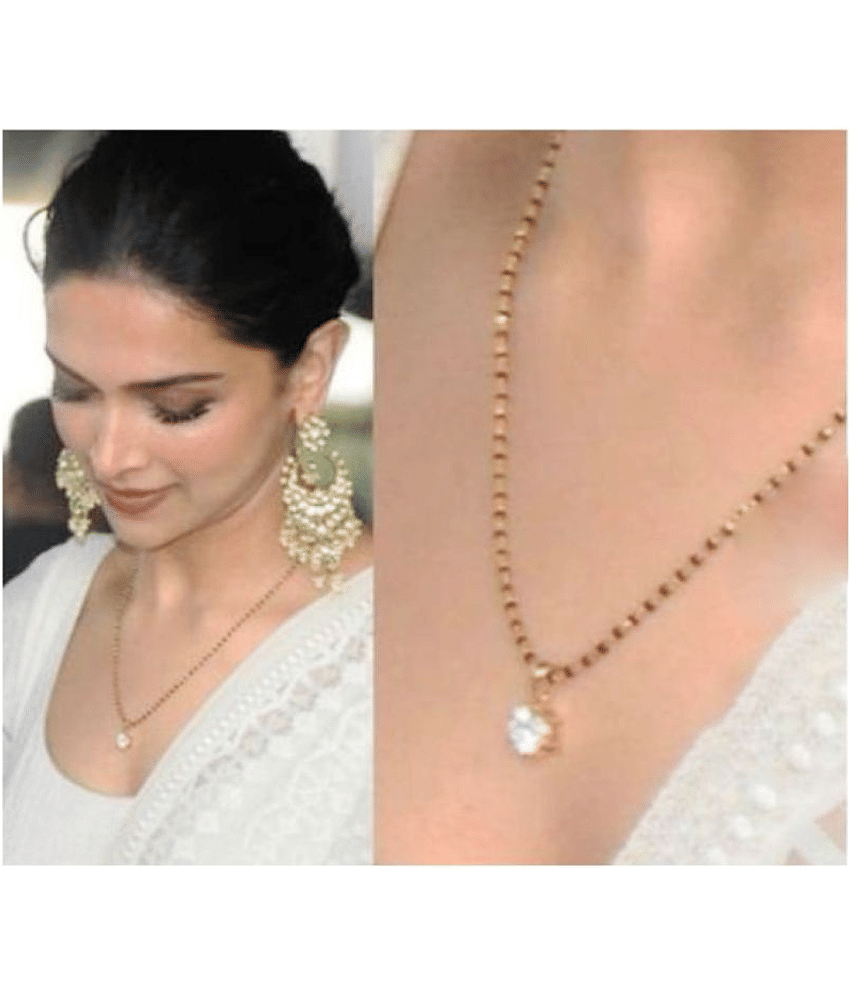 Gilher Bollywood Deepika Daily Wear American Diamond 18 Inch Short Length Mangalsutra For Women