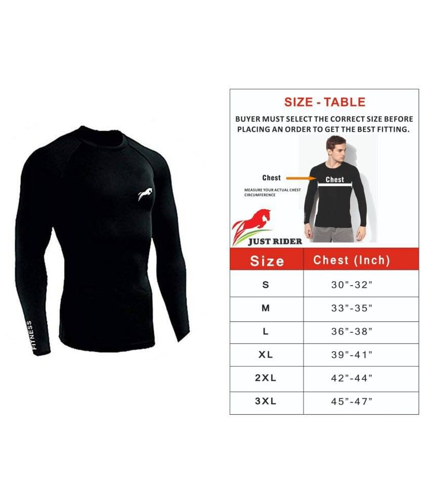 Just Rider 100% Polyester Compression T-SHIRT 'Top Full Sleeve Plain Athletic Fit Multi Sports Cycling, Cricket, Football, Badminton, Gym, Fitness & Other Outdoor Inner Wear Just Rider 100% Polyester Compression T-SHIRT 'Top Full Sleeve Plain Athletic Fit Multi Sports Cycling, Cricket, Football, Badminton, Gym, Fitness & Other Outdoor Inner Wear