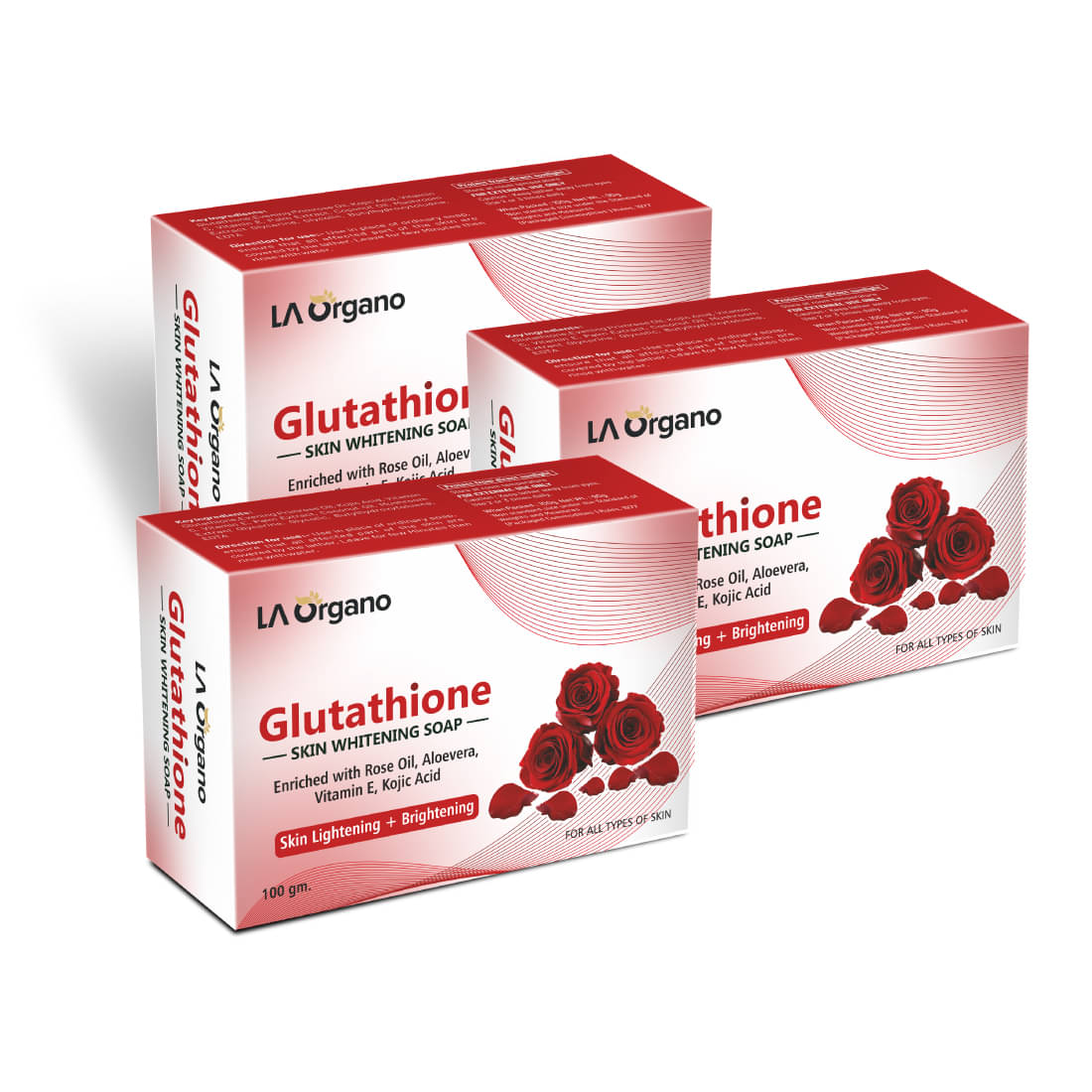 LA ORGANO Glutathione Rose Skin Lightening Soap 100 g Pack of 3 LA ORGANO Glutathione Rose Skin Lightening Soap 100 g Pack of 3