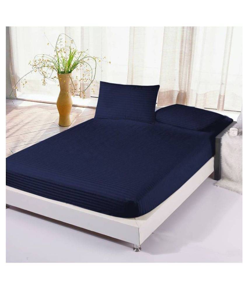 Sky Tex King Satin Stripe Blue Stripes Fitted Sheet Sky Tex King Satin Stripe Blue Stripes Fitted Sheet