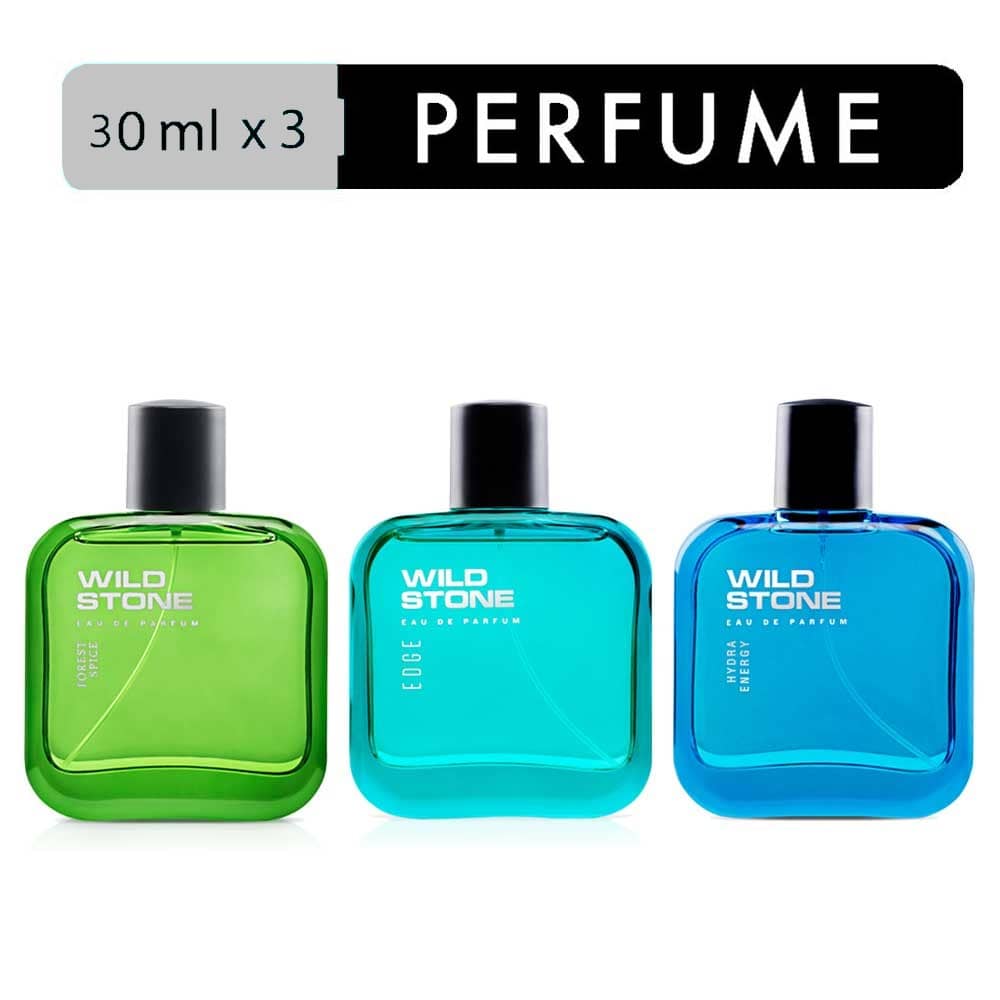 Wild Stone Edge, Hydra Energy and Forest Spice Perfume Combo for Men, Pack of 3 (30ml each)