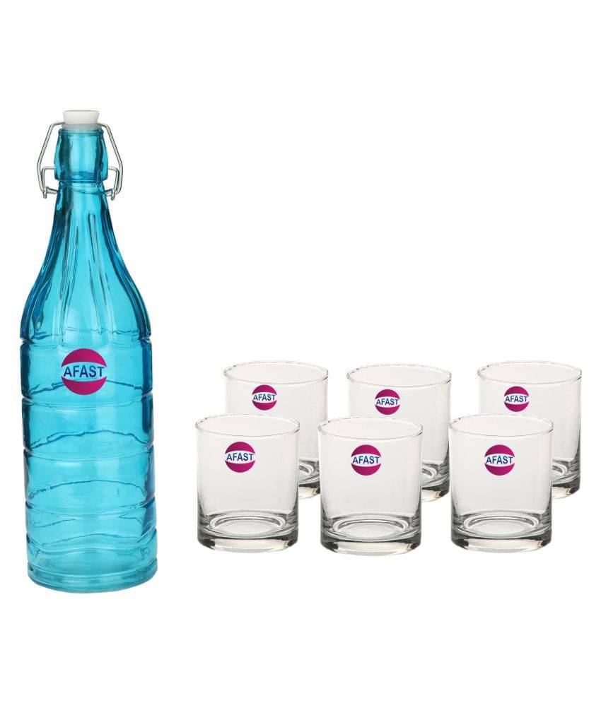     			Somil Glass Bottle Glass Set, Transparent, Pack Of 7, 1000 ml