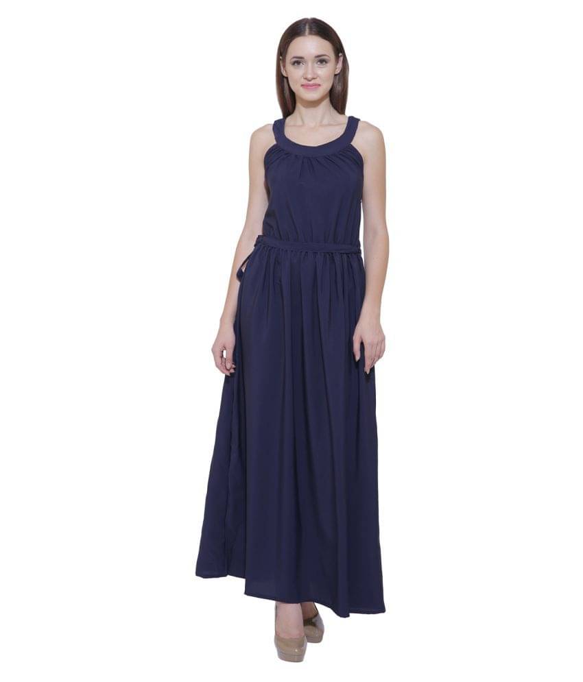     			KMB ROYAL Crepe Blue A- line Dress