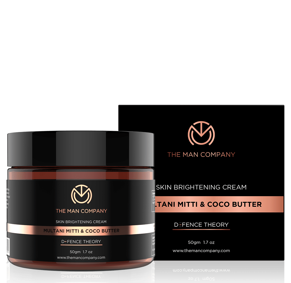 The Man Company Skin Whitening & Brightening Cream with Multani Mitti, Coco Butter, Hyaluronic Acid | Best Face cream | 50 gm