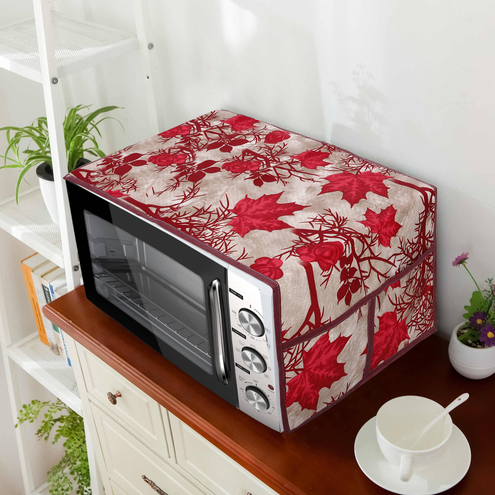     			E-Retailer Single Poly-Cotton Red Microwave Oven Cover -