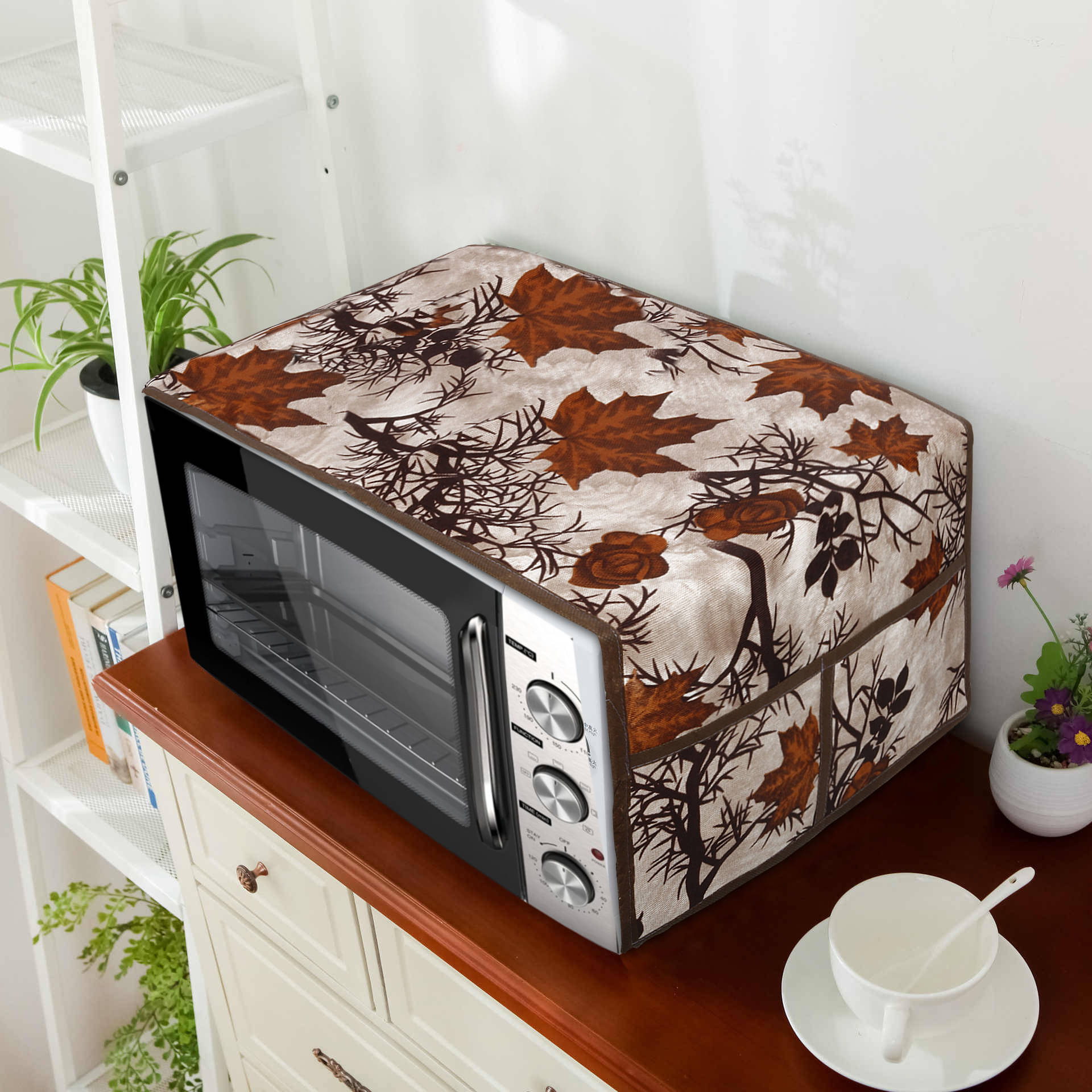     			E-Retailer Single Poly-Cotton Brown Microwave Oven Cover -