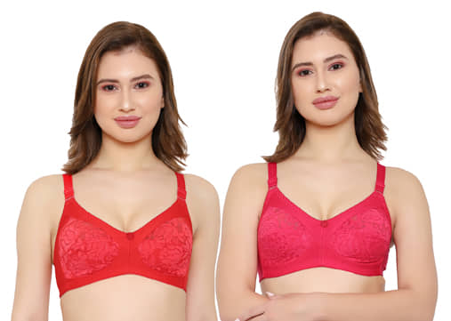 KYODO Pack of 2 Poly Cotton Non Padded Women's Everyday Bra ( Multi Color )