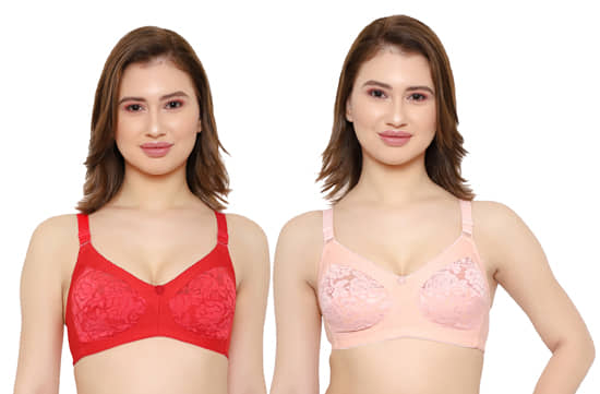 KYODO Pack of 2 Poly Cotton Non Padded Women's Everyday Bra ( Multi Color )