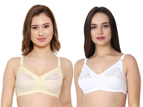 KYODO Pack of 2 Poly Cotton Non Padded Women's Everyday Bra ( Multi Color )