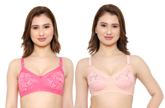 KYODO Pack of 2 Poly Cotton Non Padded Women's Everyday Bra ( Multi Color )