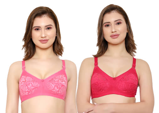 KYODO Pack of 2 Poly Cotton Non Padded Women's Everyday Bra ( Multi Color )