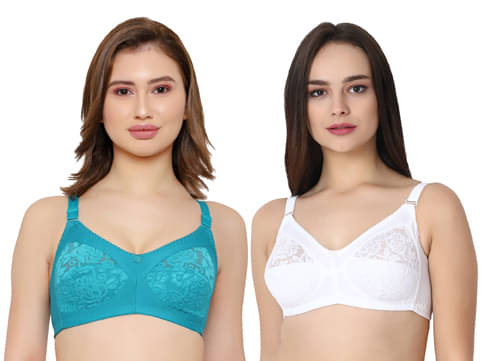     			KYODO Pack of 2 Poly Cotton Non Padded Women's Everyday Bra ( Multi Color )