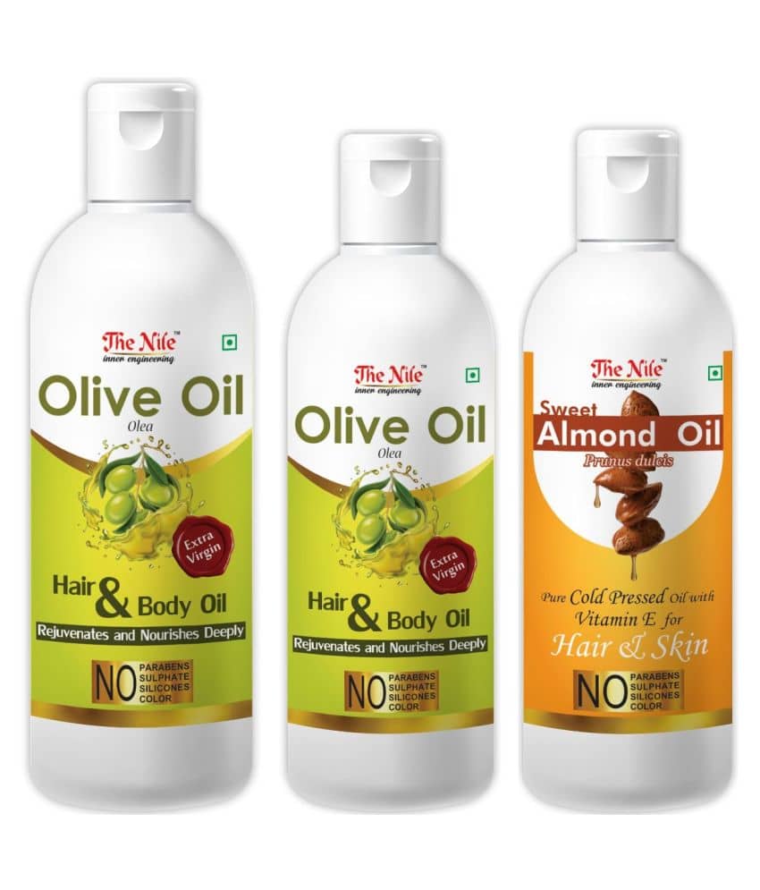 The Nile Olive Oil 150 ML + 100 Ml (250 ML) + Almond Oil 100 ML 350 mL Pack of 3