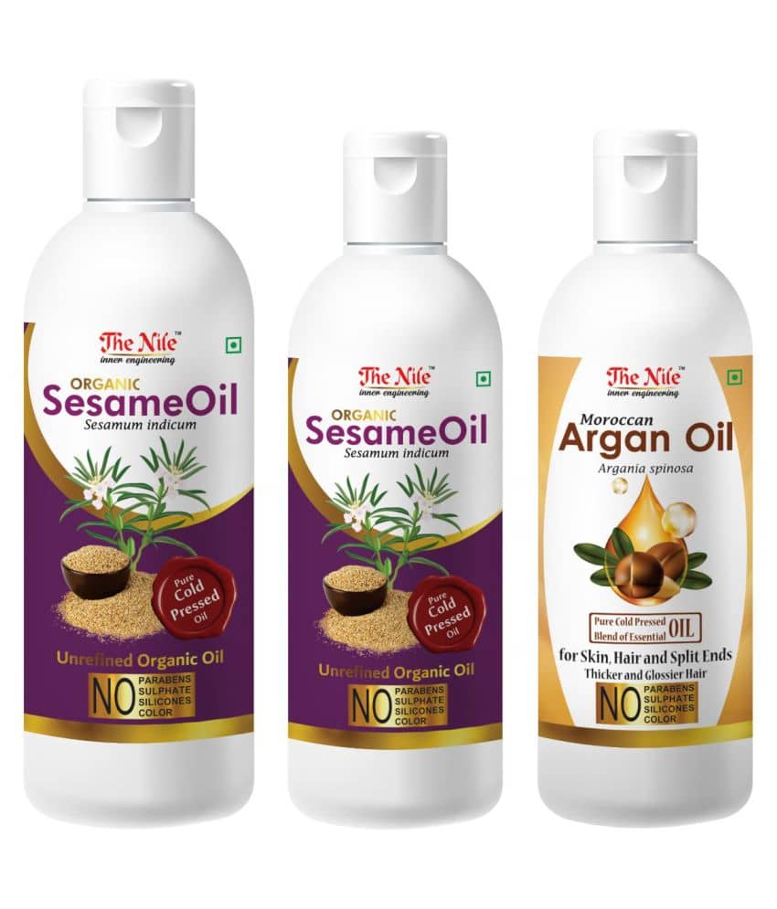 The Nile Sesame Oil 150 Ml + 100 ML (250 Ml) + Argan Oil 100 ML 350 mL Pack of 3