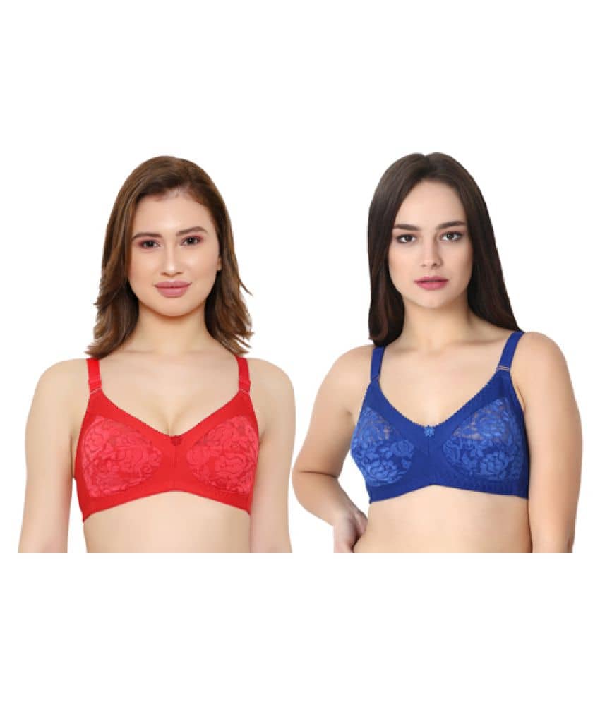 KYODO Pack of 2 Poly Cotton Non Padded Women's Everyday Bra ( Multi Color )
