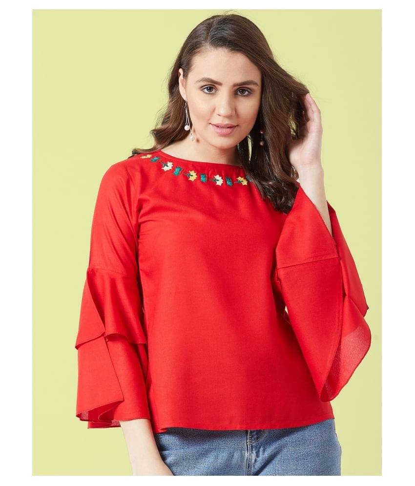 The Dry State Women's Rayon Regular Top ( Red ) The Dry State Women's Rayon Regular Top ( Red )