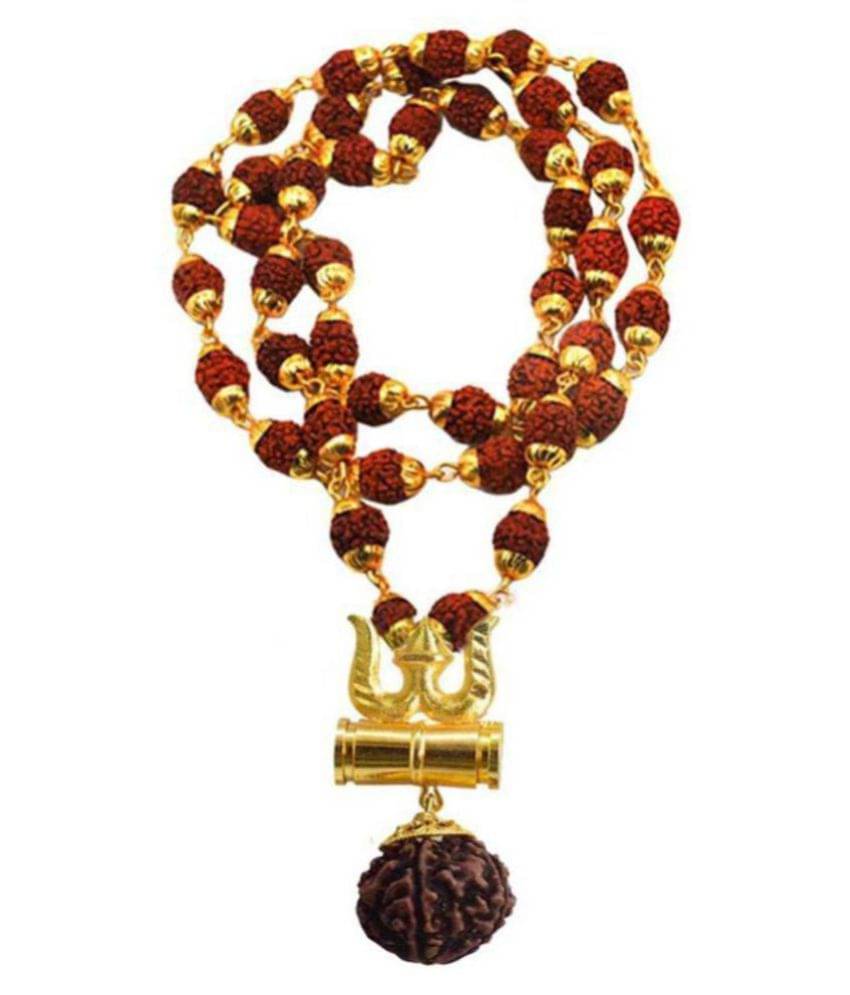     			RUDRA ZONE - Shiv Trishul Damru Locket With Puchmukhi Rudraksha Mala (Pack of 1)