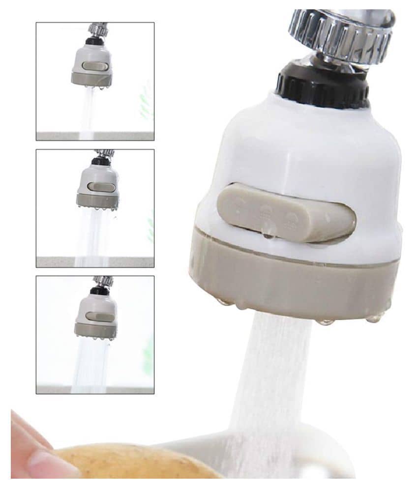 360 Degree Rotating ABS Silicone and Stainless Steel Sprinkler Faucet Pressurizing Water Tap